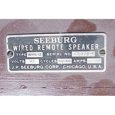 1940s Seeburg WRS-1Z Wall Speaker